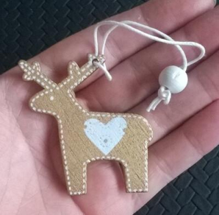 Dřevěné vánoční ozdoby sob (H384)