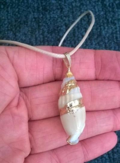 Minerální přírodní náhrdelník pozlacená mušle, lastura (X1314)