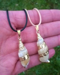 Minerální přírodní náhrdelník pozlacená mušle, lastura (X1314)