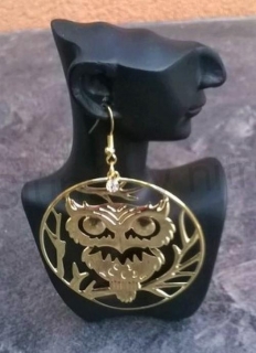 Visací náušnice Sova, sovička s čirým kamínkem (BB716)