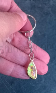 Přívěsek na klíče - minerální opál pozlaceno (X1437)