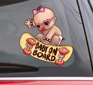 Samolepka na auto Dítě v autě Baby In Car (Holčička) (E684)