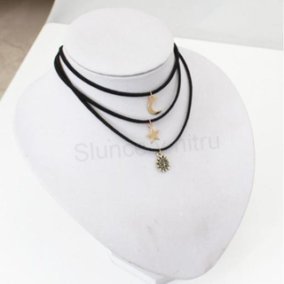 Náhrdelník choker 3 styly měsíc, hvězda, slunce (BD17)