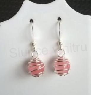 Minerální melounové křemené ozdobné náušnice platinové 8,2 x 8,2 mm (X1641) 