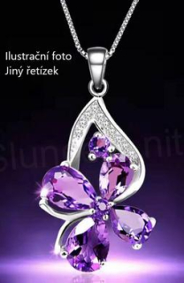 Náhrdelník ametyst kytička se zirkony (X1474)