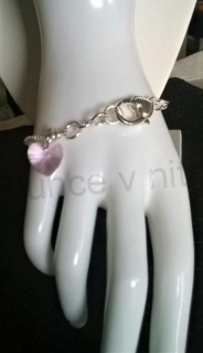 Pandora náramek swarovski elements růžové srdce (BC557)