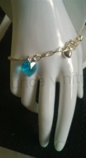 Pandora náramek swarovski elements světle modré srdce (BC557)