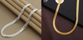 Pozlacený, postříbřený hadí řetízek - 3,9 mm, 52 cm (Y13)