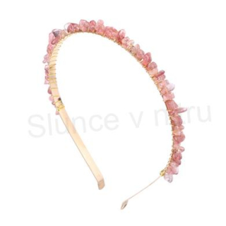 Čelenka do vlasů s minerály jahodový křemen (X1513)