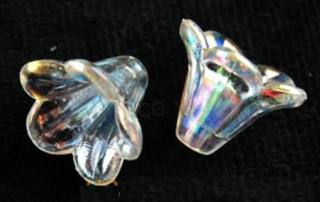 Plastové korálky AB zvoneček, kytička čirá 14 x 10 mm (AC268)