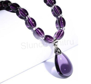 Korálkový náhrdelník s kapkou v barvě ametystu (BD686)