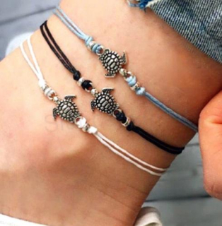 Šňůrkový náramek na nohu, kotnik želva (BC558)