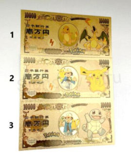 Pozlacená bankovka Pokemon - plaketa (MA21)