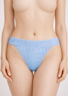 Dámské krajkové kalhotky, tanga modré světlé velikost L (K187)