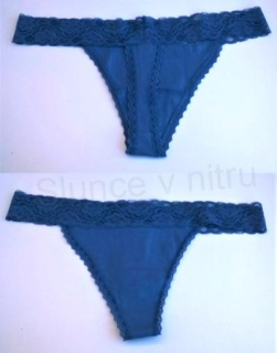 Dámské krajkové kalhotky, tanga modré velikost L (K187)