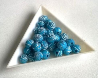 Pokovený barevný korálek se spirálkou světle modrý (AC281)