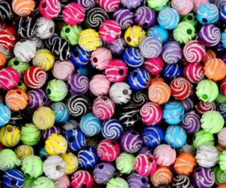 Pokovený barevný korálek se spirálkou více barev (AC281)