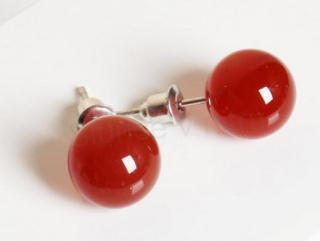 Minerální puzetové náušnice s karneolem (X1544)