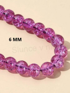 Skleněné fialové korálky 6 mm (AC287)