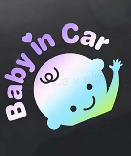 Samolepky na auto Dítě v autě 3D duhové (E692)