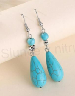 Mineralní tyrkenitové náušnice slza (X1559)